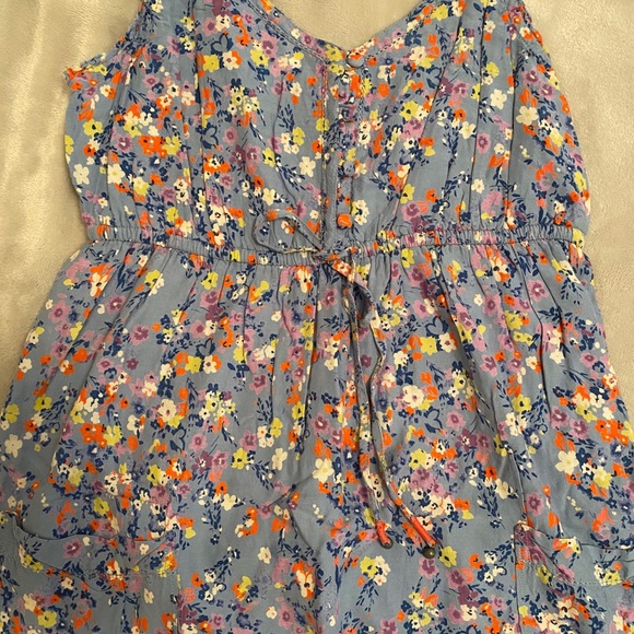 Baby blue floral summer dress mini flower print - Picture 4 of 4